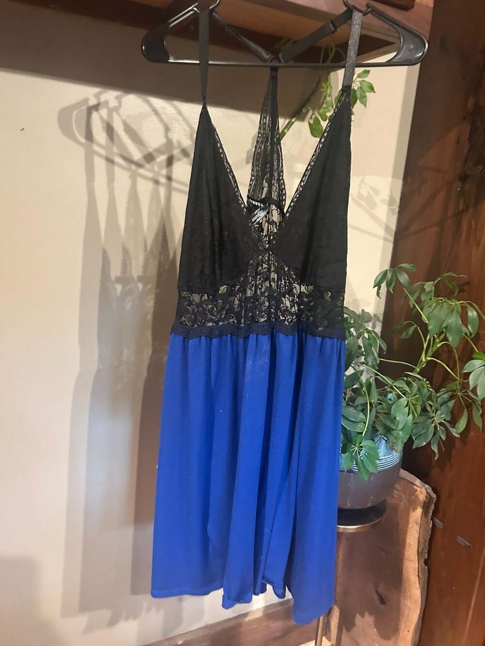 Torrid Black and Blue Lace Babydoll Slip Dress Size 0
